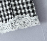 Purpdrank  Sexy Black White Plaid Spliced Lace With Wire Chest Corset Camis Women Side Zipper Crop Top Camisoles Bra Tank Vest