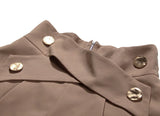 Purpdrank  Summer High Waist Shorts Cross Bandage Buttons Decoration Loose Wide Leg Casual Short Pants Khaki