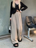 Purpdrank  High Quality Wide Leg Pants Women Streetwear Black Baggy Suit Pants Summer Korean High Waist Casual All Match Straight Trousers