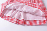 Purpdrank  Holiday Plaid Print Off Shoulder Mini Dress Retro Women Short Sleeve Low Waist Ruched Hem Ball Gown Swing Mini Robe Party