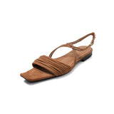 Purpdrank   New Summer Fashion Women Sandals Natural Leather Plus Size 34-41 Cowhide Microfiber Sheepskin Open Toe Buckle Women Shoes