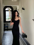 Purpdrank  Elegant Black Midi Dress Women Fashion Party Prom Sexy Lace Backless Dresses Summer Gyaru Korean Straps Bodycon Vestidos