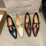 Purpdrank  Fashion Pointed Toe Buckle-heeled Single Shoes Retro Solid Color Women's Shoes Medium Heels Casual Shallow Mouth Zapatos Mujer