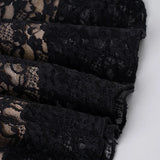 Purpdrank  Elegant Fashion Sexy Lace A-Line Dress See Through Dark Bandage Backless Square Collar Long Sleeve Mini Dresses For Women
