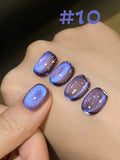 Purpdrank  12ML 10-Color Blue Series Blue Eyes Star Sea Cat Eye Gel Nail Polish New Summer Flash Lamp Cat Eye Nail Polish Nail Art