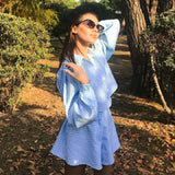 Purpdrank  Plaid Two Piece Sets Women Summer Lantern Sleeve Shirt Tops With Wide Leg Shorts Sets Elegant Fashion Casual Loose Female Suit