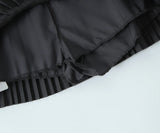 Purpdrank  Y2K American Retro Women Gray Solid Color Bow Belt Ruched Pleated Mini Skirt Side Zipper A-line Short Saia Skirt Cool Girl