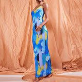 Purpdrank  Printed Sexy Backless Ruched Long Summer Dresses for Women 2025 New Fashion Strapless Party Prom Maxi Tube Dress Casual Vestidos