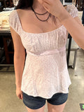 Purpdrank  Polka Dot Pink Lace-up T-shirt Blouse Women Summer Folds Square Collar Slim Puff Sleeve Shirts Sweet Vintage Backless Tees New