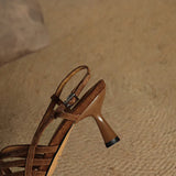 Purpdrank  new Summer Women Sandals Sheep Suede Leather Women Shoes Open Toe Ankle Strap Shoes Square Toe Thin Heel Sandals