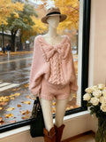 Purpdrank  Korean Sweet Pink Knit Shorts Set Women Cute Bow Design Pullovers + Fit Chic Pants New Kawaii Knitting Pure Desire Outfits