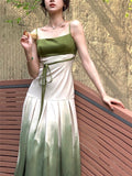 Midi Dress Women Elegant Summer New Fashion Evening Party Ladies Vestidos Vintage Print Halter Dresses Female Slim Clothes