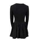 Purpdrank Women's Fashion Autumn & Winter Long Sleeve Slim Sexy Flower Bud Hem Suspender Dress Female High Waist Sweet Sexy Mini Dresses