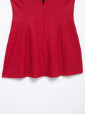 Purpdrank  European style new women's clothing pleated decoration V-neck sleeveless loose short skirt waist balloon mini dress