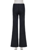 Purpdrank  Y2K Striped Skinny Flare Jeans for Women Autumn Winter Fashion Streetwear Casual Female Daily Work Wear Long Pants