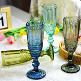 Purpdrank  150ml 5oz Glass Mug Household Vintage Embossed Heavy Thick Glassware Colored Cups Colored Champagne Flute Glasses Goblet Cup