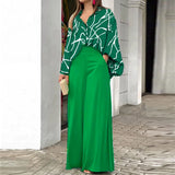 Purpdrank  Independent Station Autumn Printed Shirt Temperament Elegant Wide-leg Pants European and American Women's Fashion Casual Suit