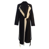 Purpdrank - Women Black Topstitched Long Big Size Trench New Lapel Long Sleeve Loose Windbreaker Fashion Spring Autumn 2023 1W51909