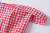 Purpdrank  Holiday Plaid Print Off Shoulder Mini Dress Retro Women Short Sleeve Low Waist Ruched Hem Ball Gown Swing Mini Robe Party