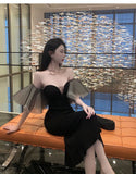 Purpdrank  Celebrity Mesh Spliced Tight Sexy Strapless Long Dress Women High-waisted Slim Wrap Hip Backless Dress Summer Luxury Banquet