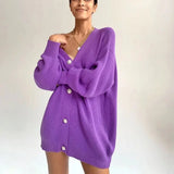 Purpdrank  Women's Candy Colored Casual Cardigan Sweater Coat Loose Fit ort Outerwear Faionable Ladies' Knitwear