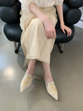 Purpdrank  High Quality Handwork Embroidery Women Mules Low Square Heels Half Slippers Cozy Silk Pointed Toe Party Dress Shoes Pumps