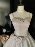 Purpdrank  French Style Vintage Puffy Women Dress Lolita Y2k Cute Bow Slim Waist Strap Evening Dress Fashion Elegant Princess Party Outfits