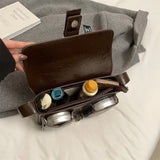 Purpdrank  Retro Women Bags Belt Buckle Design Single Shoulder Bag Flap Shape Pure Color Casual Street Underarm Satchels Latest