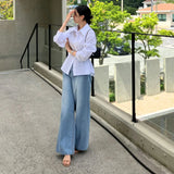 Purpdrank  Spring Summer Casual Women White Shirt Elegant Waist-Tight Long Sleeve Office Lady Blouse Korean Temperament High Quality Shirts