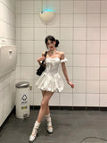 Purpdrank  Y2K Polka Dots Mini Dress Women Party Sexy Strapless Bandage Bud Dresses Summer Gyaru Korean Backless Bodycon Vestidos New