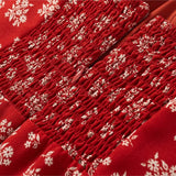 Purpdrank  Retro Red with White Flower Print V neck Corset Style Bow Lacing Up Sling Dress Sexy Women Slim Summer Dresses Holiday Robe