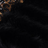 Purpdrank  Sequins Leopard 2 Piece Set for Women Fashion Furry Strapless Sleeveless Crop Tube Top and Mini Pencil Skirt Matching Suit