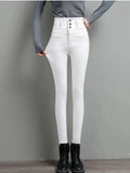 Purpdrank  Plus Size 5XL High Waist Button Skinny Jeans White Black Pencil Pants Women Large Size Denim Leggings Leggings Slim Chic New