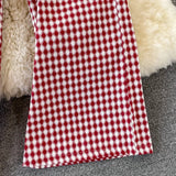 Purpdrank  Summer Fashion Casual Women's Black White Plaid Backless Slim Holiday High Waist Slip Wide Leg Pant Jumpsuit Versatile