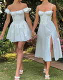 Purpdrank  Sexy White Floral Print Cross Lacing up Bandage Back Sling Dress Women Corset Style Bow Ruched Chest Hem Slit Swing Midi Robe