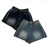 Purpdrank  Vintage High Waist Women's Denim Shorts Tassel 2025 New Single Button Casual Loose Wide Leg Short Jeans Pants Female