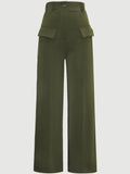 Purpdrank  Women Shiny Army Green Pants High Waist Trousers Office Work Lady Full Length Summer Bottoms Capris Autumn Winter