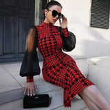 Purpdrank  Europe  Women's Bubble Sleeve Plaid Print Bag Buttock Short Female Mesh Sleeve Dress