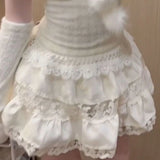 Purpdrank  Sweet Autumn Winter Women 2 Piece Set Sexy Design Slash Neck Y2k Tops + Lace Mini Skirt Princess Aesthetic Elegant Chic Outfits