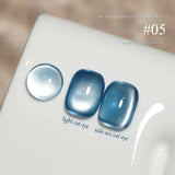 Purpdrank  6-Color 12ML Sea Blue Cat Eye Gel Nail Polish Adhesive Autumn Blue Glass Bead Cat Eye Nails Nail Art Nail Supplie