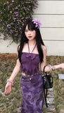 Purpdrank  Women‘s Off-Shoulder Lace Cami Summer Sleeveless Lace Trim Vest Top