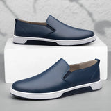 Purpdrank  Autumn Soft Soled Comfortable Loafers Flat and Lightweight Men's Leather Casual Shoes Anti Slip Commuting Men's Driving Shoes