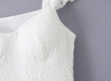 Purpdrank  Sexy White Embroidery Lace Pad Bra Corset style Wood ears Strap Mini Tank Dress Women 2 Layers Ruffles Swing Dresses Vestdios