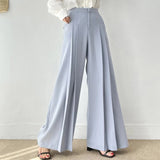 Purpdrank  Spring Summer Elegant Pleated Women's Wide Leg Pants 2025 New High Waist Solid Office Casual Loose Trousers for Women