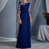 Purpdrank  Party Dresses Black Evening Women Mother Bride Sleeves Appliques Chiffon Royal Blue Weddings Guest Gown Vestido Vestido Y2k