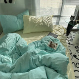 Purpdrank  Ins Bedding Simple Four Piece Set Bed Sheets Are Skin Friendly and Comfortable, Suitable for Home Use