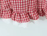 Purpdrank  Sexy Red White Plaid Spliced Lace Lacing Up Bow Halter V Collar Mini Dress Women Ruffles Hem A-line Short Dresses Robe Vestidos