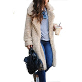 Purpdrank  Autumn Long Furry Women's Woolen Coat Casual Street Sle Straight Cut Suit European And American ulations Winter Faion