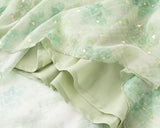 Purpdrank  Sexy Light Green Tie dye Print bronzing Ruffles Strap Sling Dress Summer Woman Tie Bow Sashes Midi Dresses Holiday Robe Summer