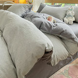 Purpdrank  Class A 100% Cotton Striped Bedding Sets Yarn Dyed Washed Cotton Breathable Duvet Cover Kit Single Bedclothes for All Seasons